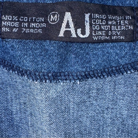 Armani Jeans Mens Denim Vest All Cotton Faded Blue Jean Basket Weave VTG EUC - Picture 6 of 7